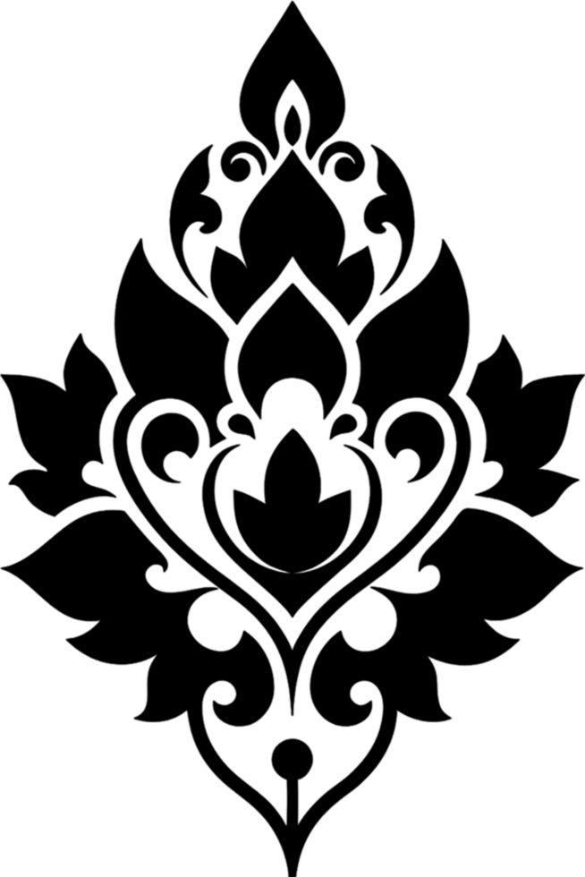 Elegant Damask Floral Lace Stencil Clipart Design. AI-generated. png