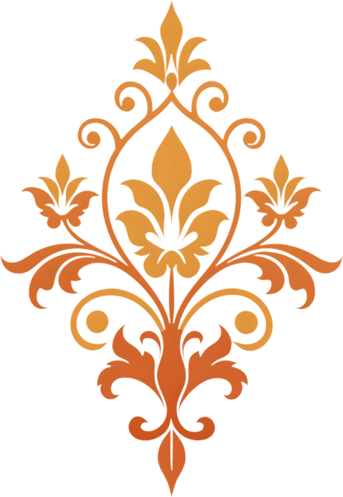 Vibrant Damask Wildflower Swirls Baroque Clipart. AI-generated. png