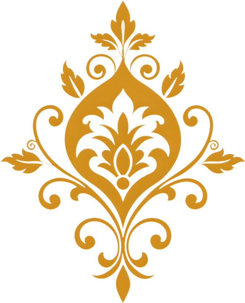 Vibrant Damask Wildflower Swirls Baroque Clipart. AI-generated. png