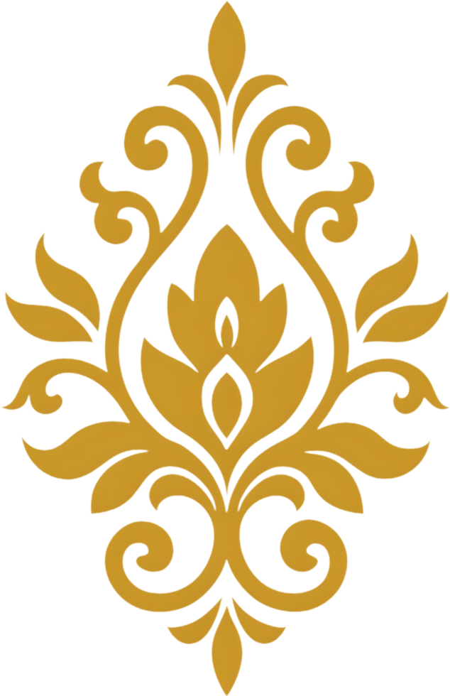 Vibrant Damask Wildflower Swirls Baroque Clipart. AI-generated. png