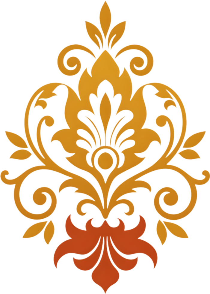 Vibrant Damask Wildflower Swirls Baroque Clipart. AI-generated. png