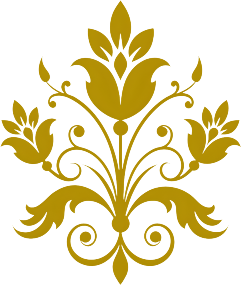 Vibrant Damask Wildflower Swirls Baroque Clipart. AI-generated. png