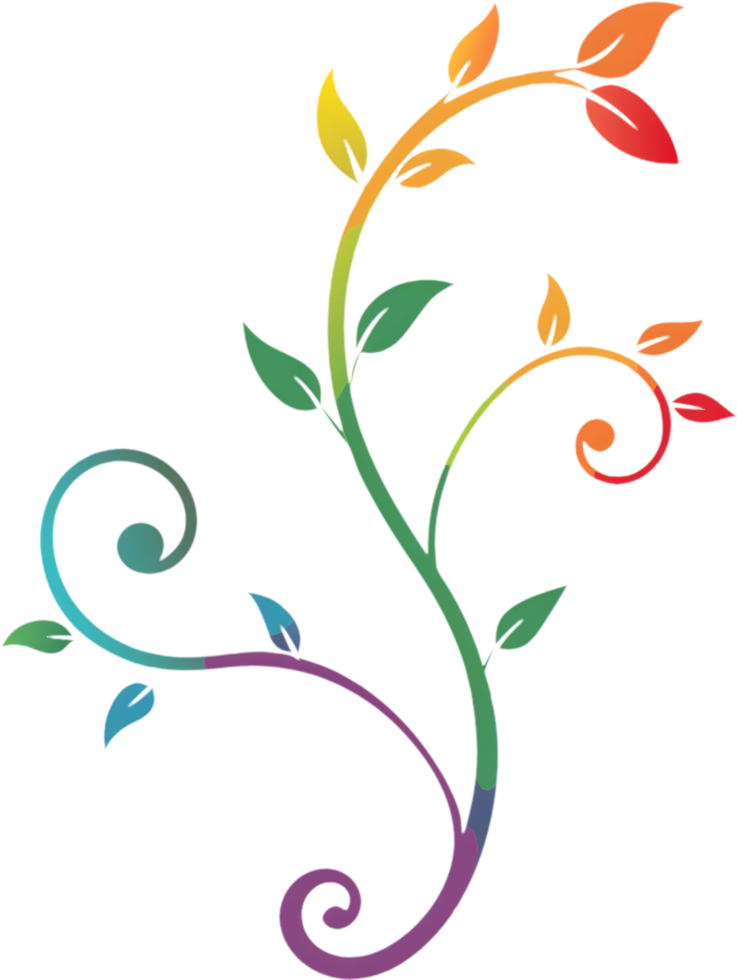 Vibrant Wildflower Tendrils on Damask Pattern Clipart. AI-generated. png