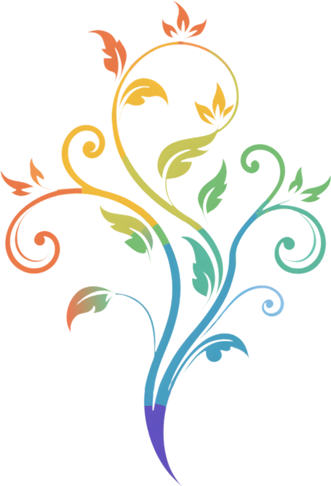 Vibrant Wildflower Tendrils on Damask Pattern Clipart. AI-generated. png