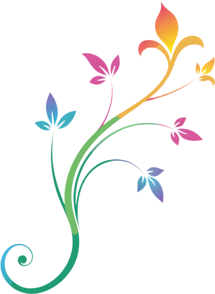 Vibrant Wildflower Tendrils on Damask Pattern Clipart. AI-generated. png