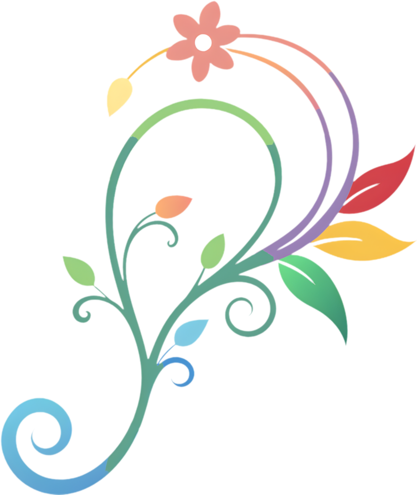 Vibrant Wildflower Tendrils on Damask Pattern Clipart. AI-generated. png