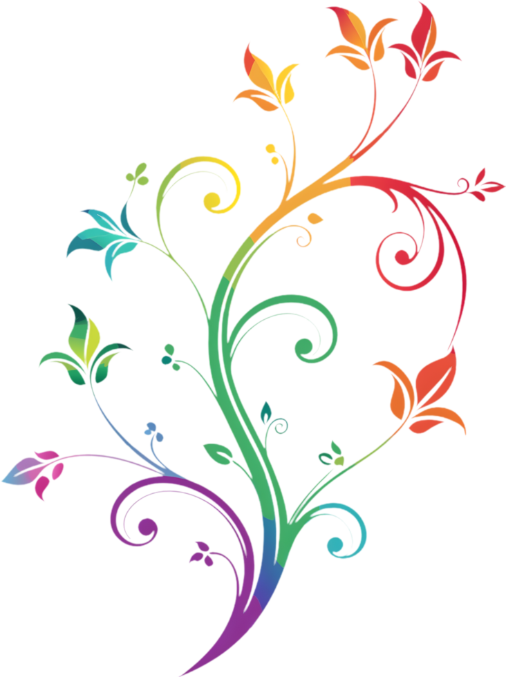 Vibrant Wildflower Tendrils on Damask Pattern Clipart. AI-generated. png