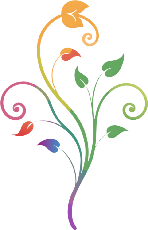 Vibrant Wildflower Tendrils on Damask Pattern Clipart. AI-generated. png