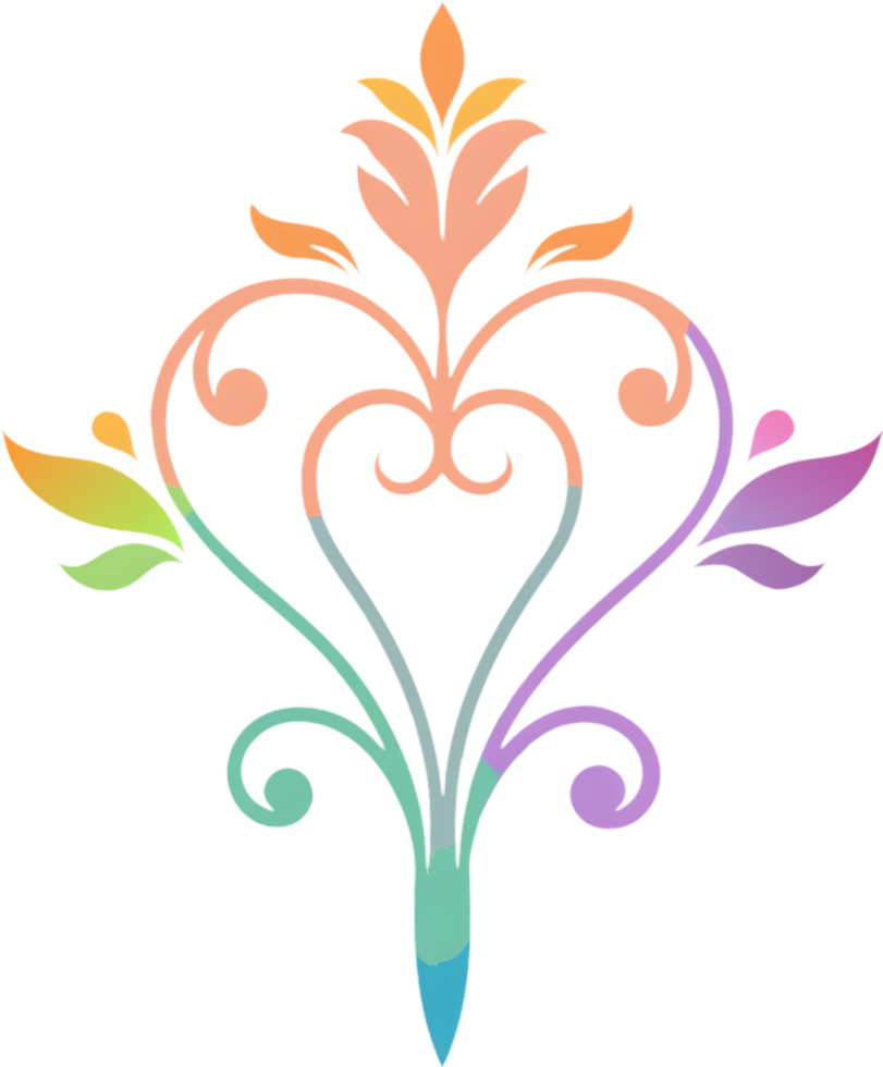Vibrant Wildflower Tendrils on Damask Pattern Clipart. AI-generated. png