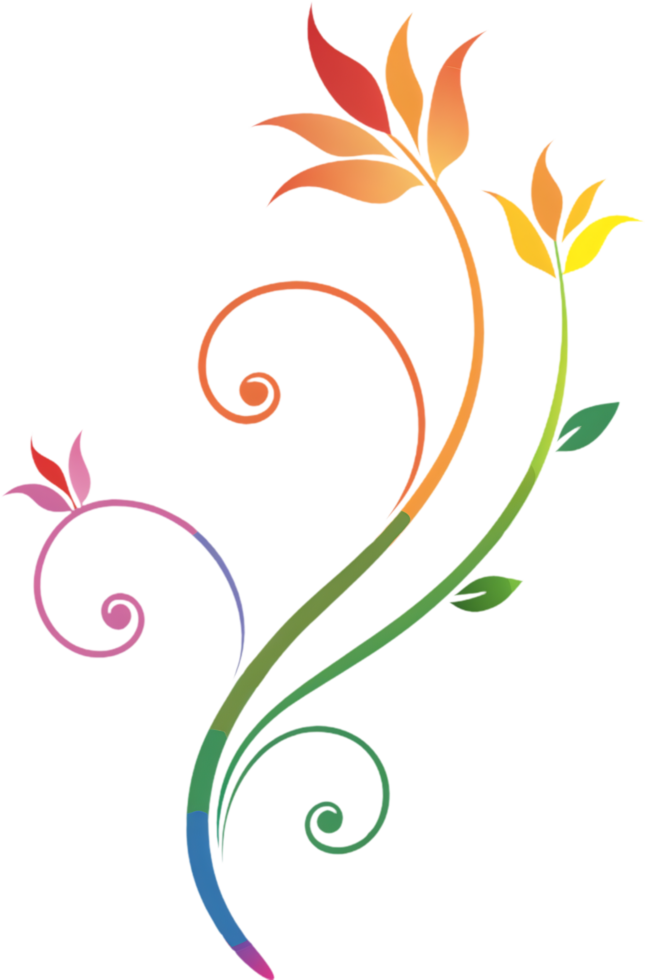 Vibrant Wildflower Tendrils on Damask Pattern Clipart. AI-generated. png
