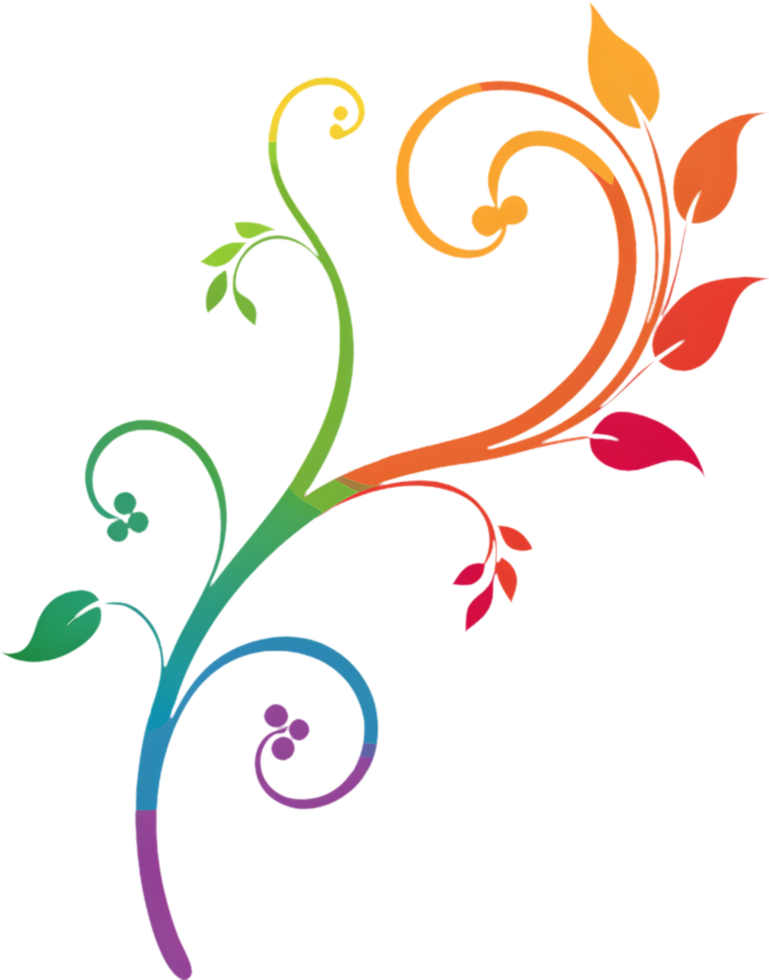 Vibrant Wildflower Tendrils on Damask Pattern Clipart. AI-generated. png