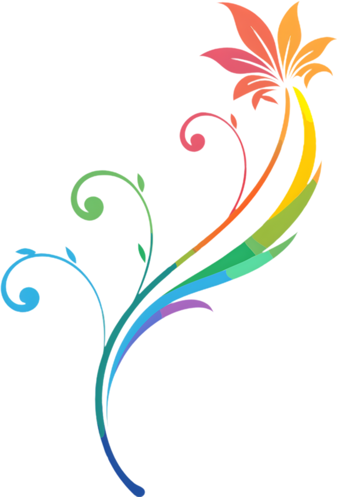 Vibrant Wildflower Tendrils on Damask Pattern Clipart. AI-generated. png