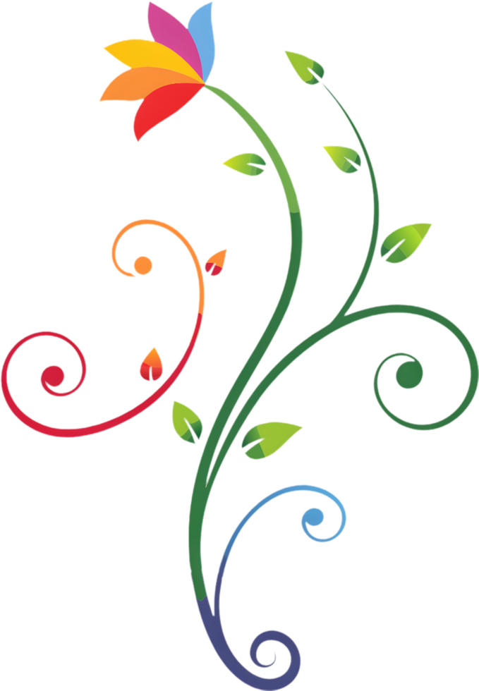 Vibrant Wildflower Tendrils on Damask Pattern Clipart. AI-generated. png