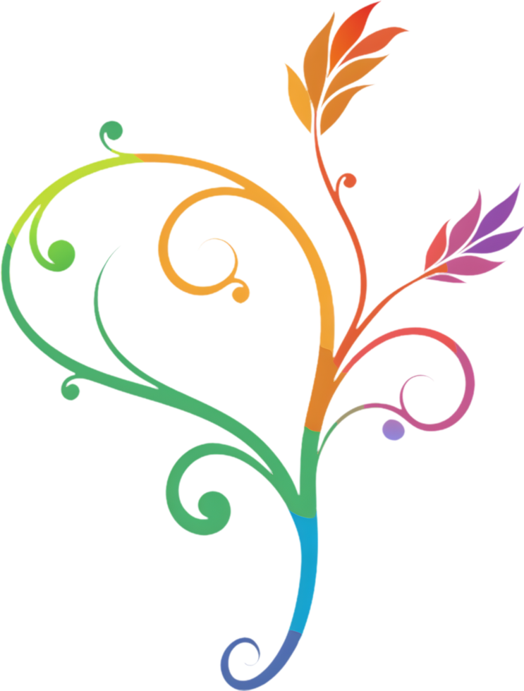 Vibrant Wildflower Tendrils on Damask Pattern Clipart. AI-generated. png