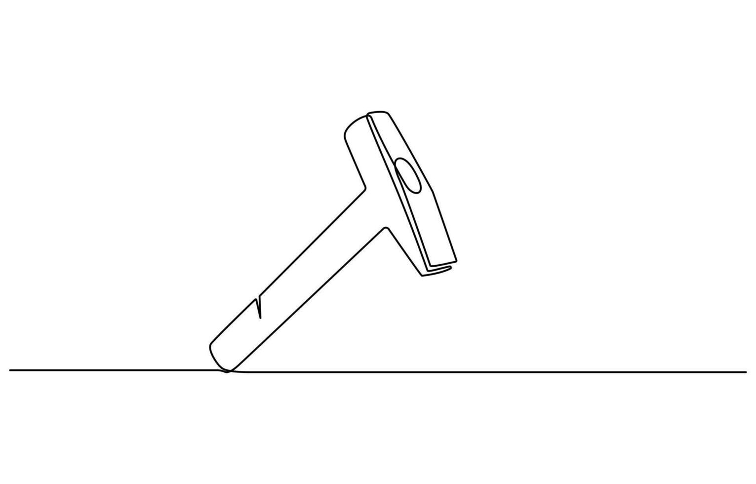 one line drawing of isolated object hammer Hammer construction Continuous single one line drawing illustration art design, vector