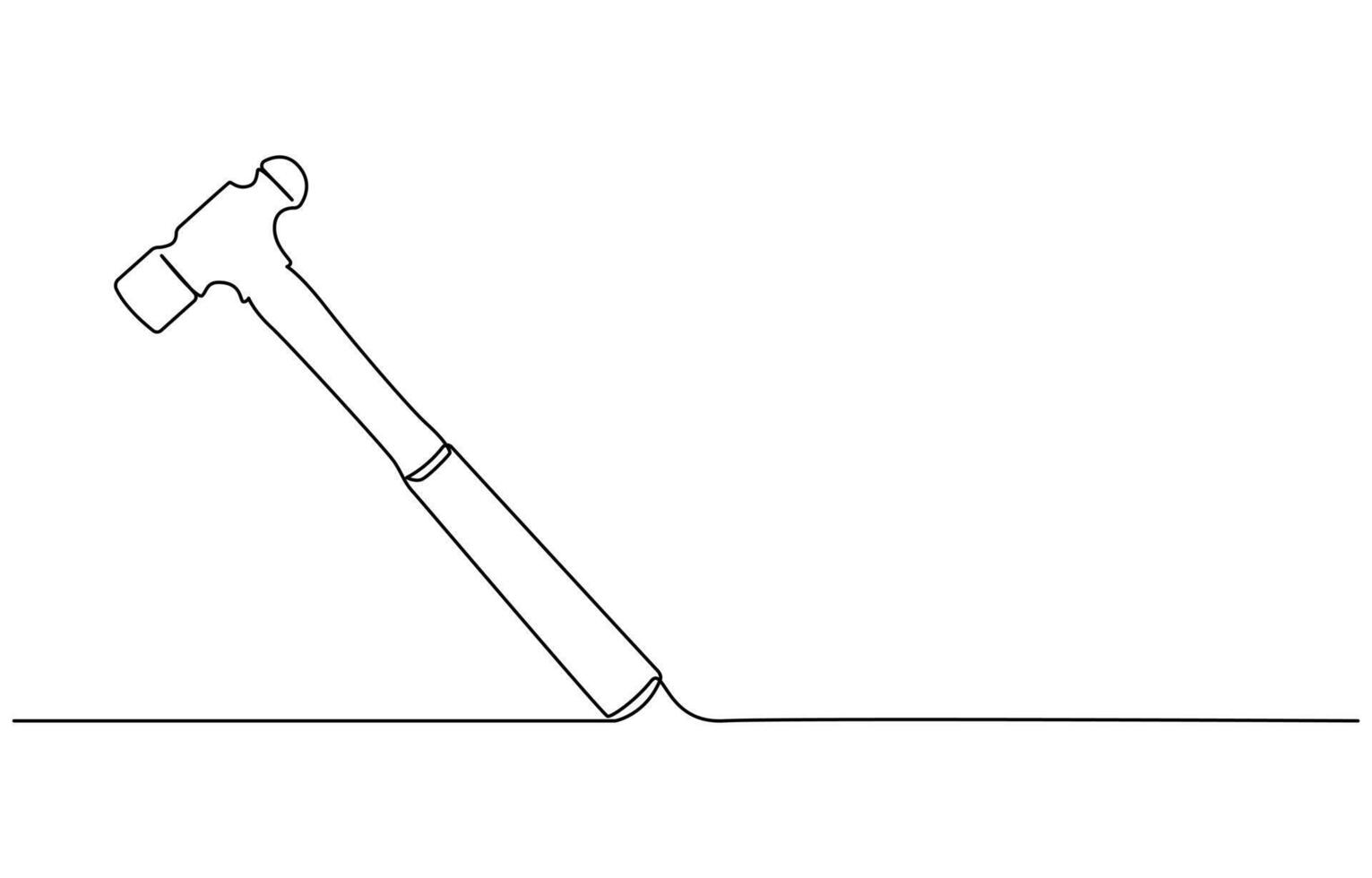 one line drawing of isolated object hammer Hammer construction Continuous single one line drawing illustration art design, vector