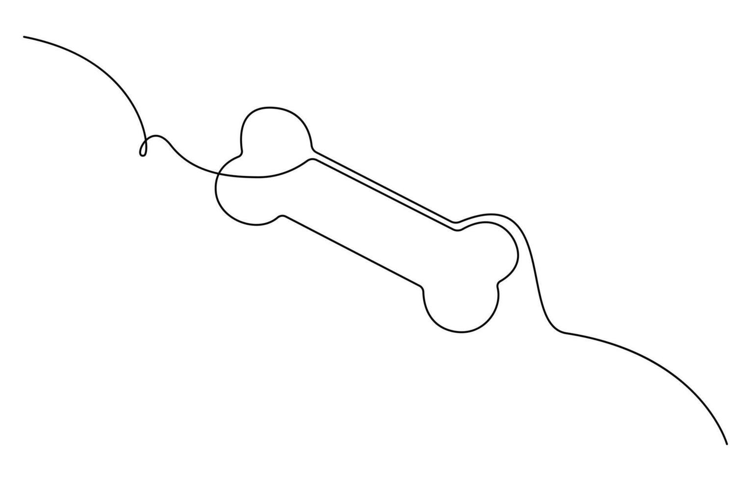 Continuous line drawing of human bone. Line art of dog bone. One line drawing background. illustration vector