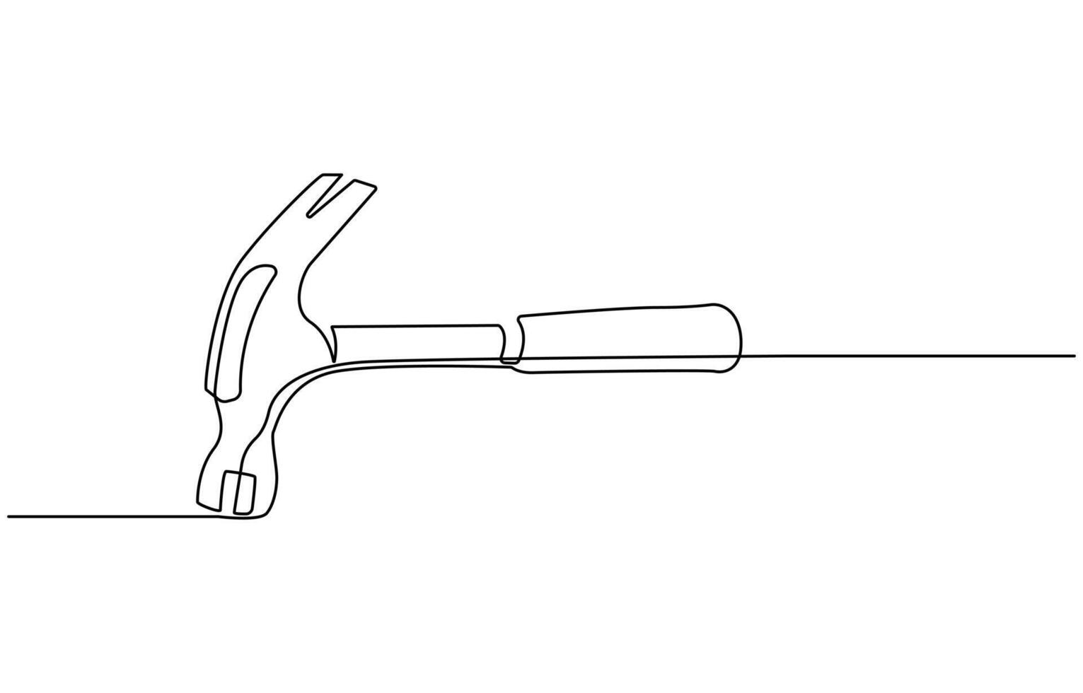 one line drawing of isolated object hammer Hammer construction Continuous single one line drawing illustration art design, vector