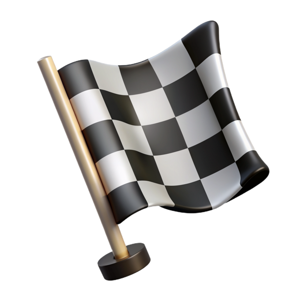 Black and White Checkered Flag 3d Asset png