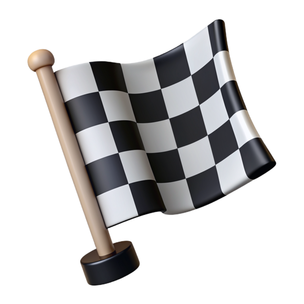 Black and White Checkered Flag 3d Render png