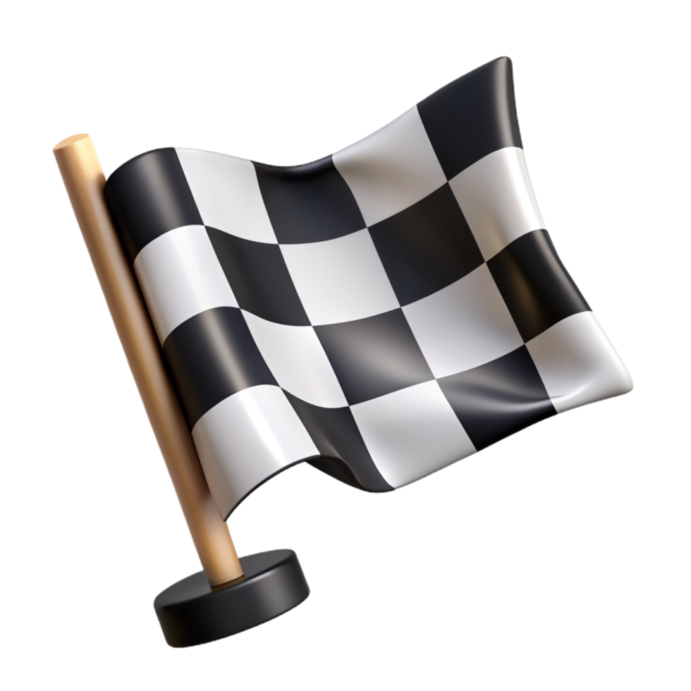Black and White Checkered Flag 3d Object png