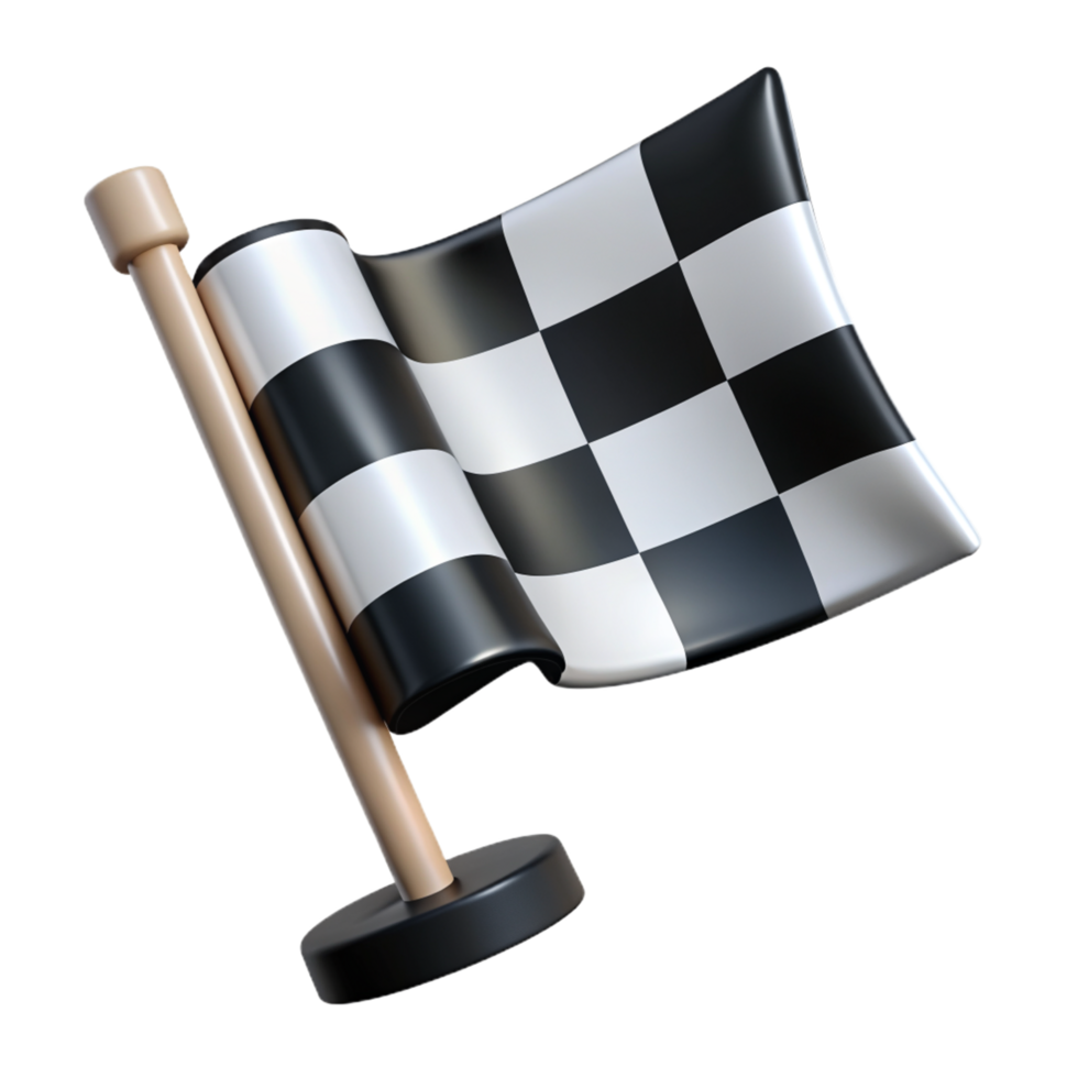 Black and White Checkered Flag 3d Design png