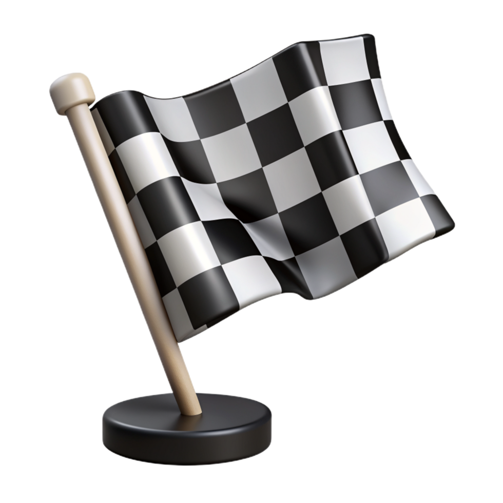Black and White Checkered Flag 3d Image png