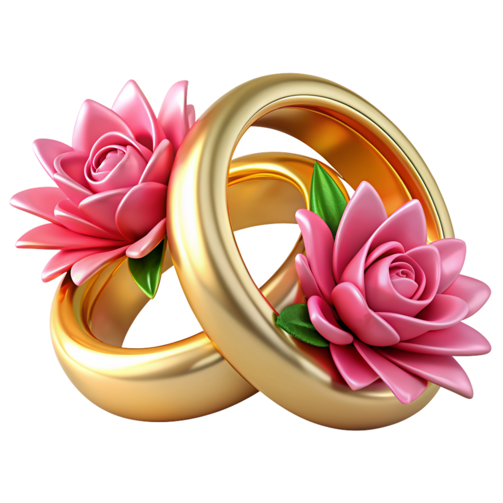 nozze anelli con fiori 3d risorsa png