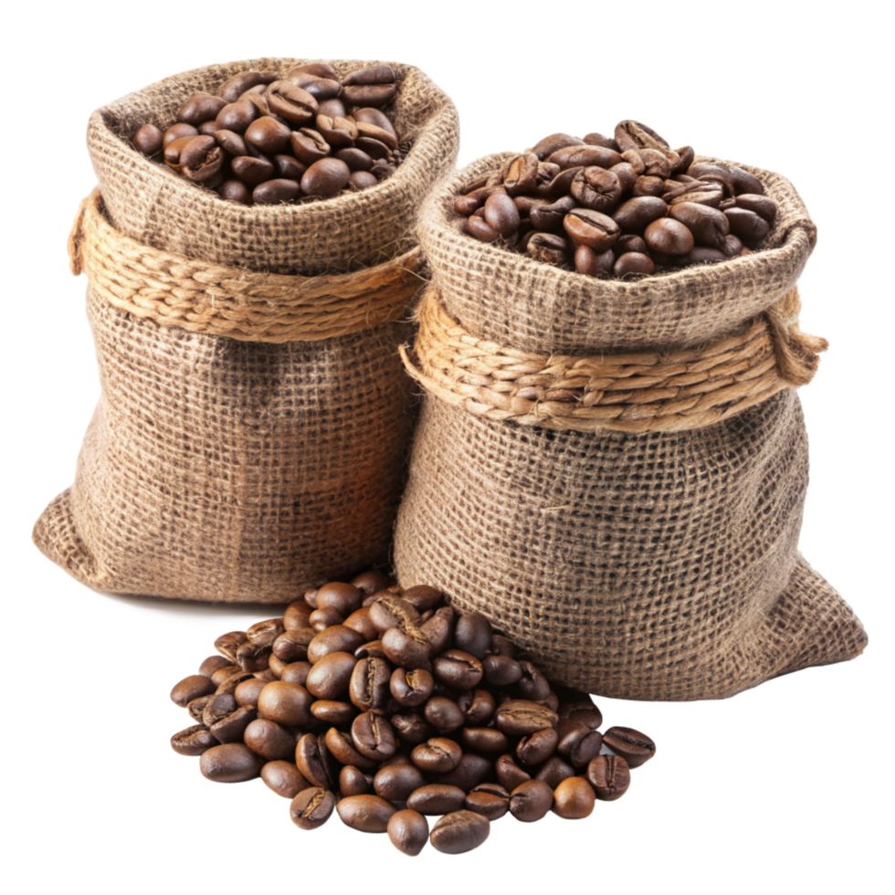 Roasted Coffee Beans in Hemp Sacks Illustration png