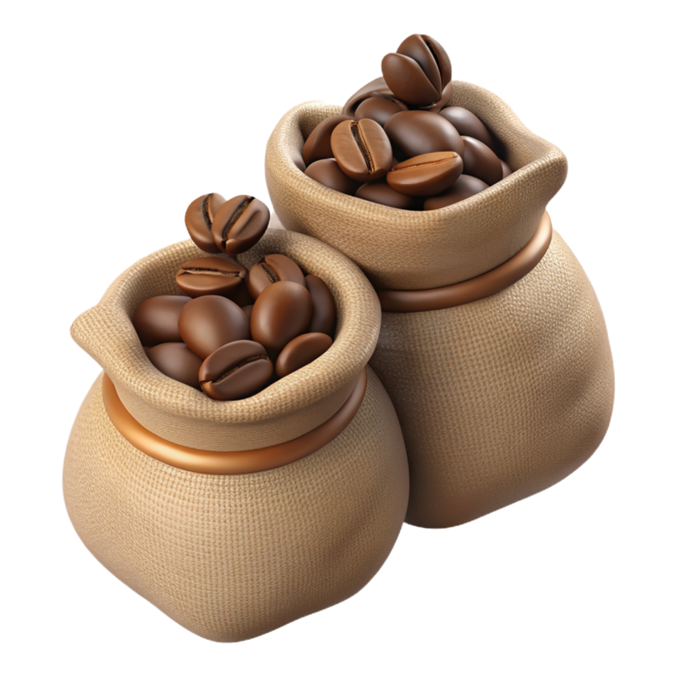 Roasted Coffee Beans in Hemp Sacks 3d Item png
