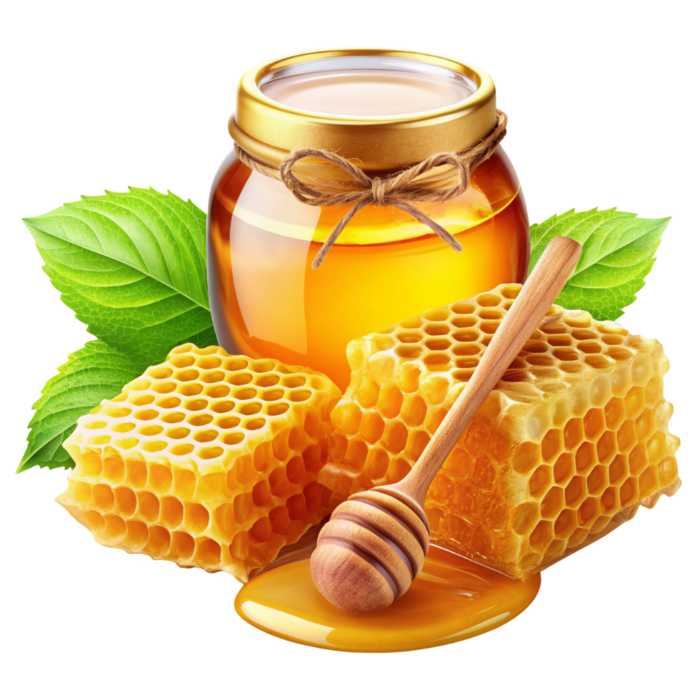 Honey and Honeycomb Realistic Design png