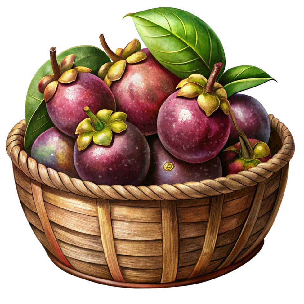 Mangosteens in Wicker Basket Object png