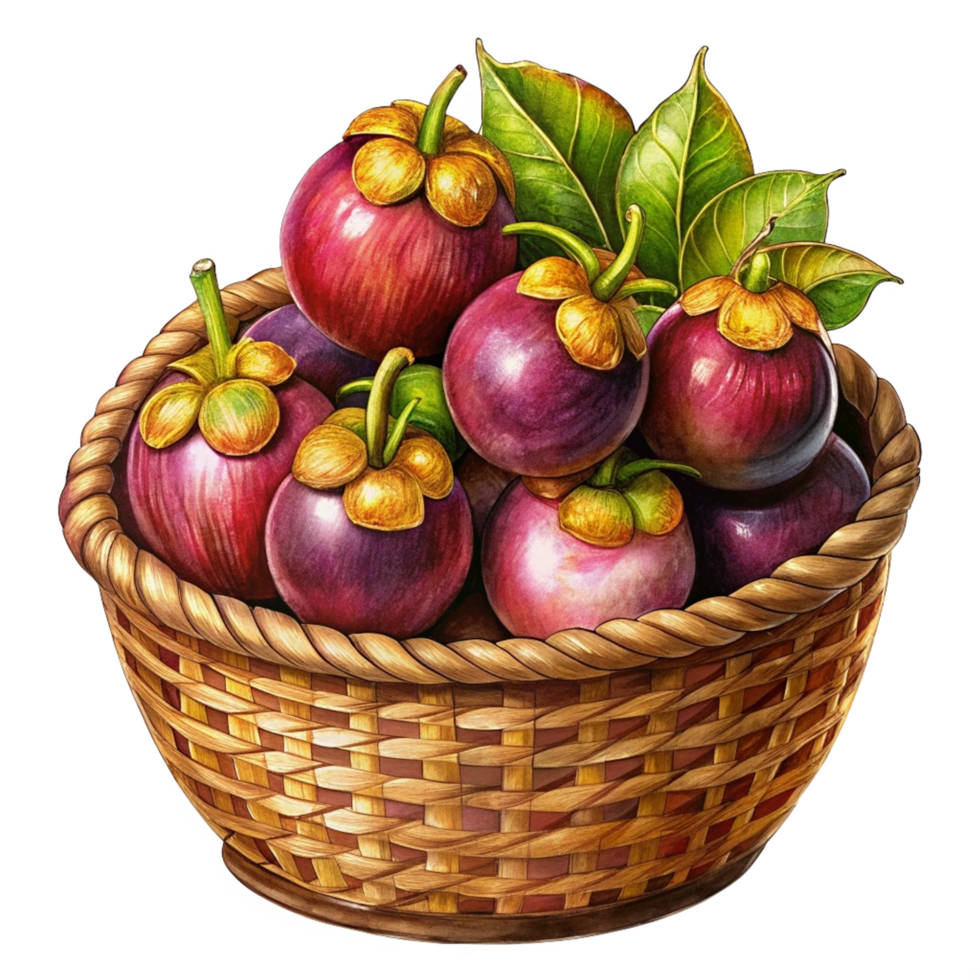 Mangosteens in Wicker Basket Item png
