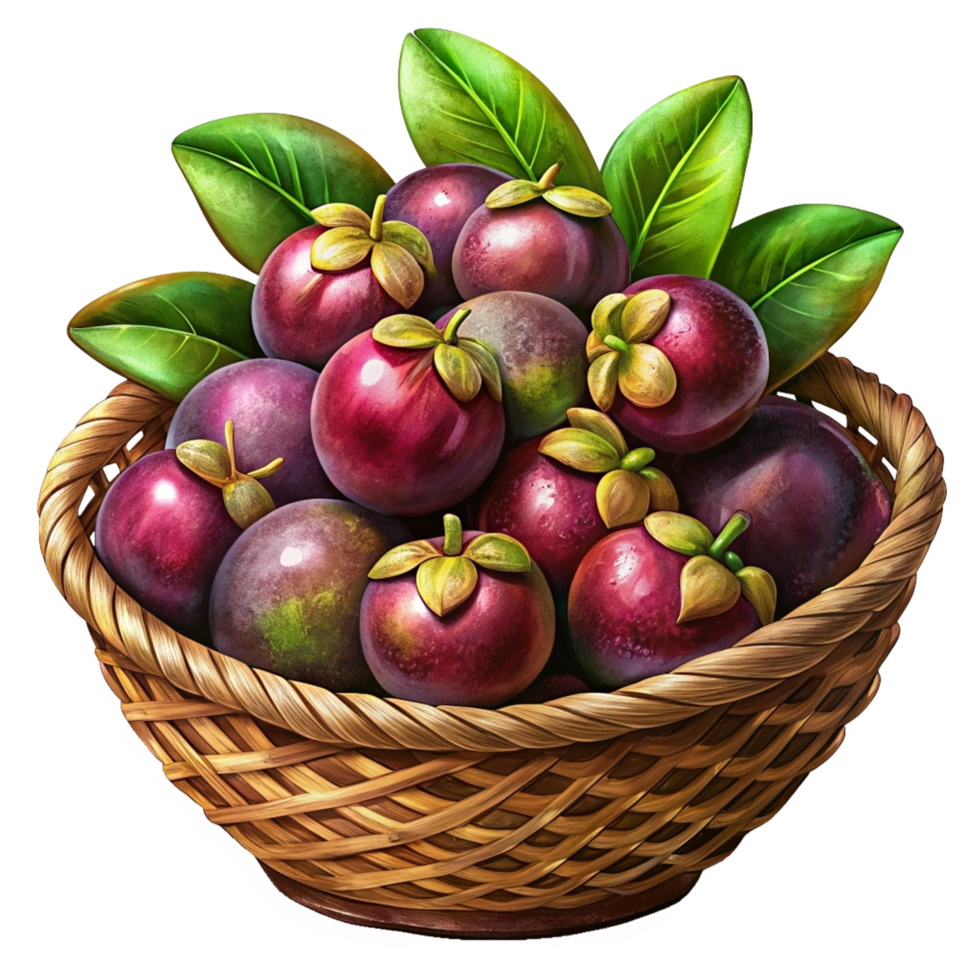 Mangosteens in Wicker Basket Image png