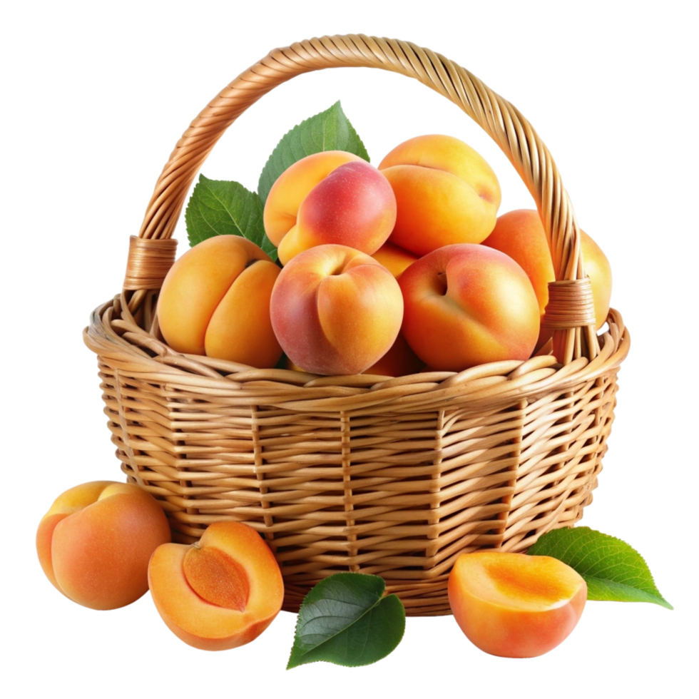 Realistic Apricots in A Wicker Basket Decoration png