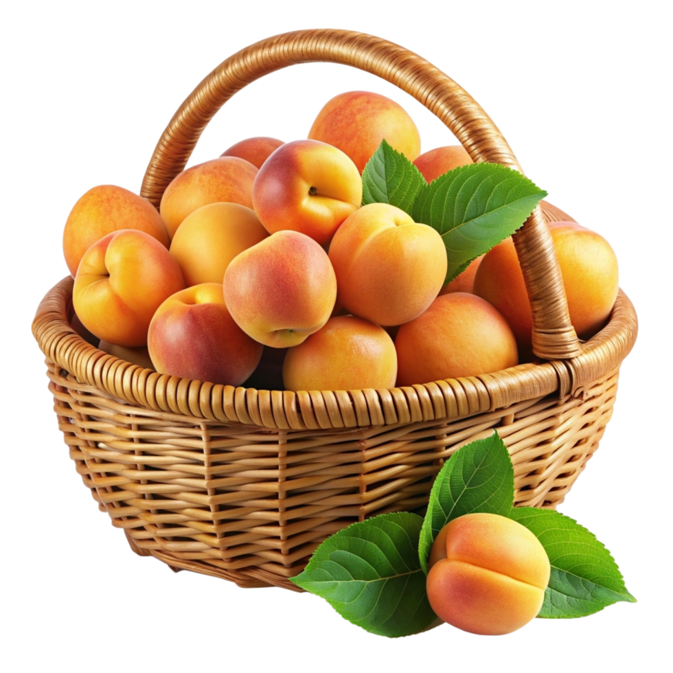 Realistic Apricots in A Wicker Basket Asset png