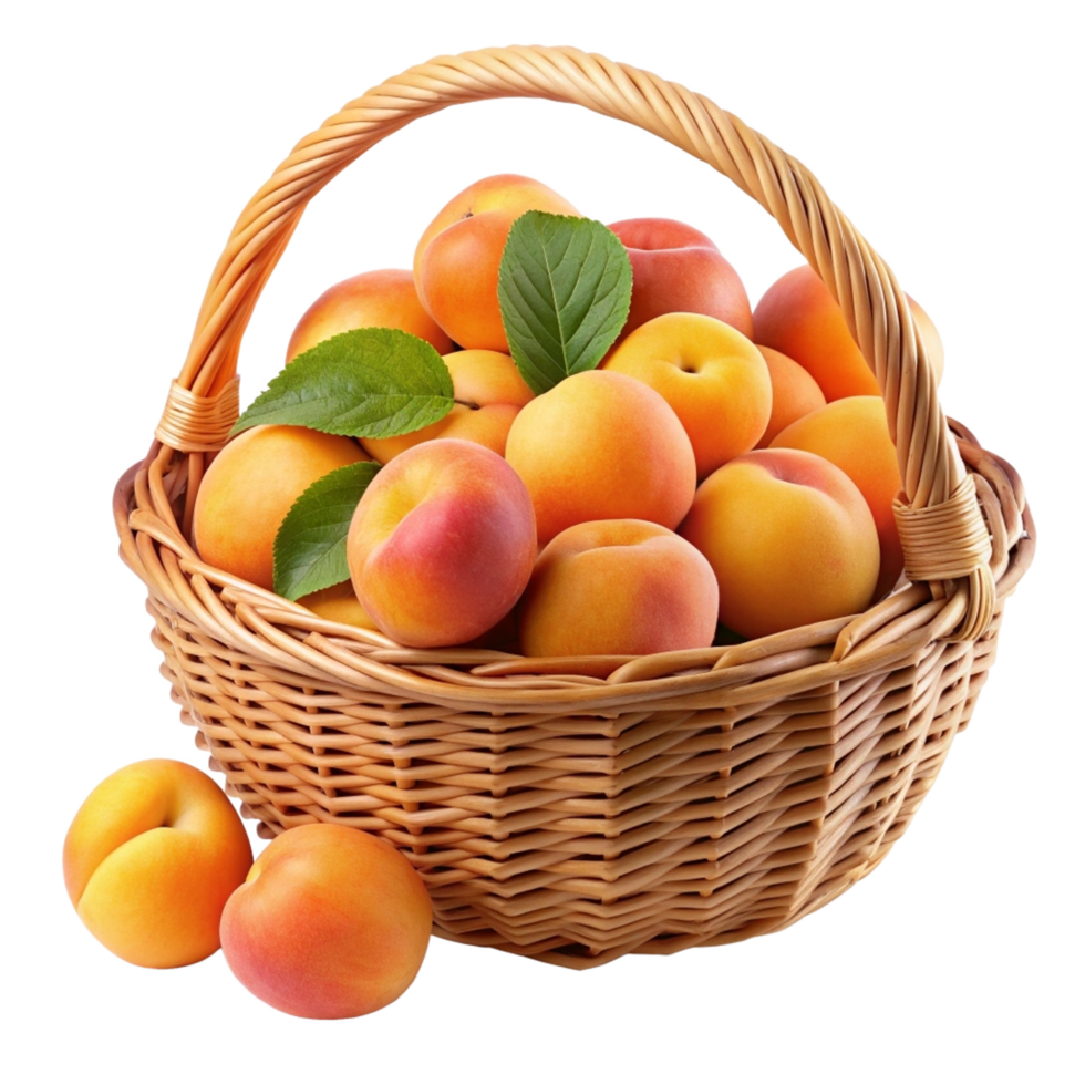 Realistic Apricots in A Wicker Basket Style png