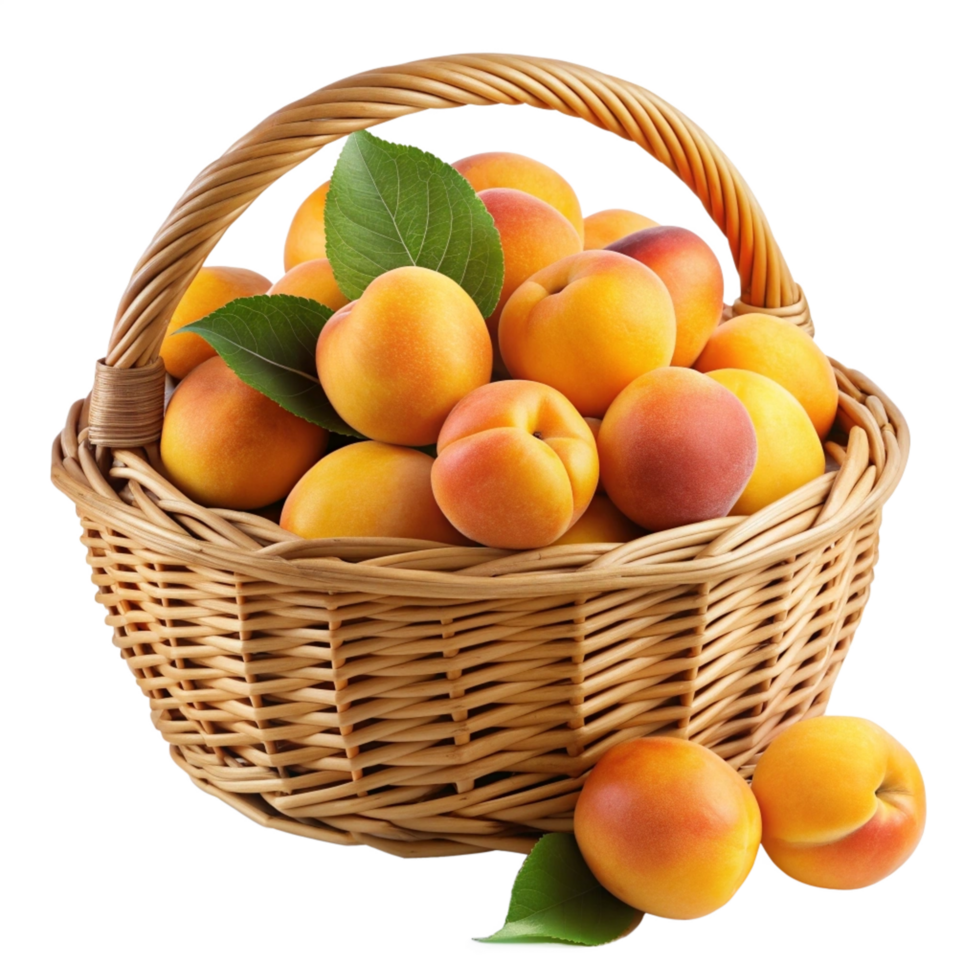 Realistic Apricots in A Wicker Basket Graphic png