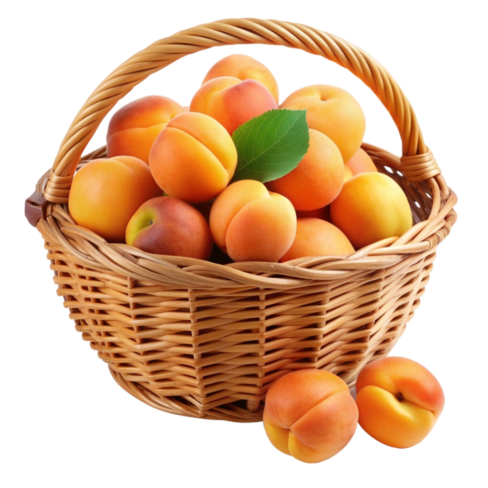 Realistic Apricots in A Wicker Basket Image png