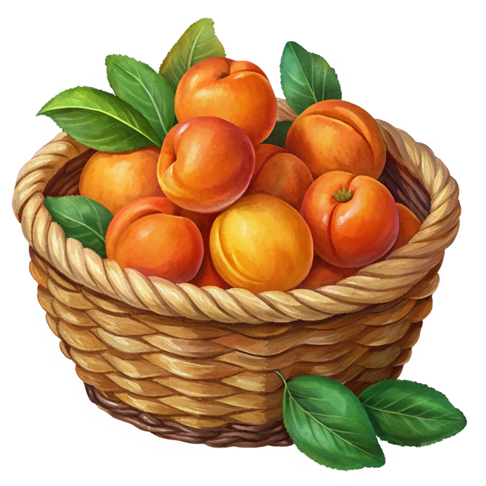 Apricots in A Wicker Basket Asset png