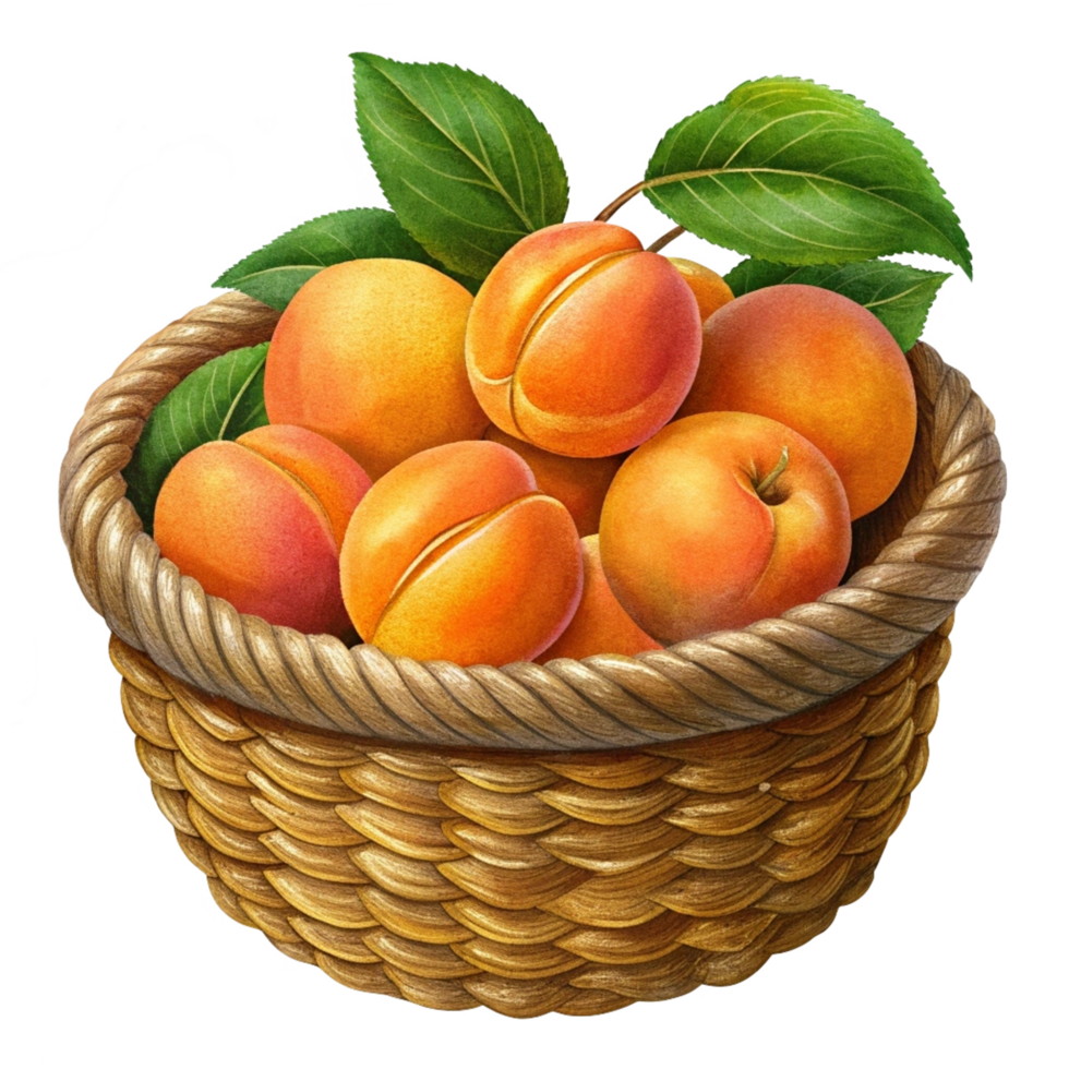Apricots in A Wicker Basket Render png