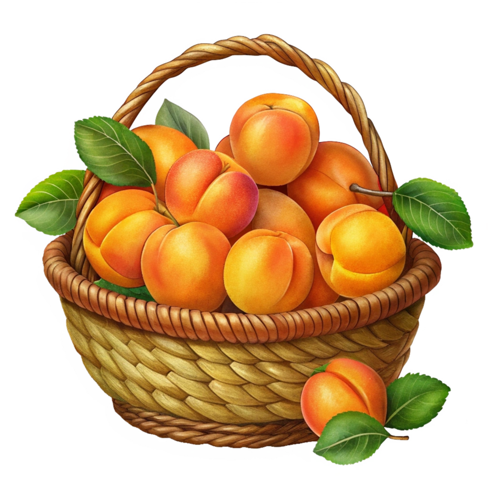 Apricots in A Wicker Basket Illustration png