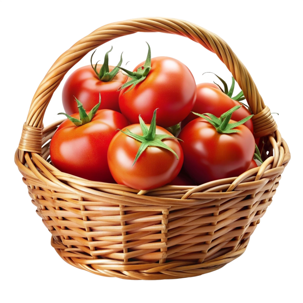 Tomatoes Vegetable in A Wicker Basket Photo png
