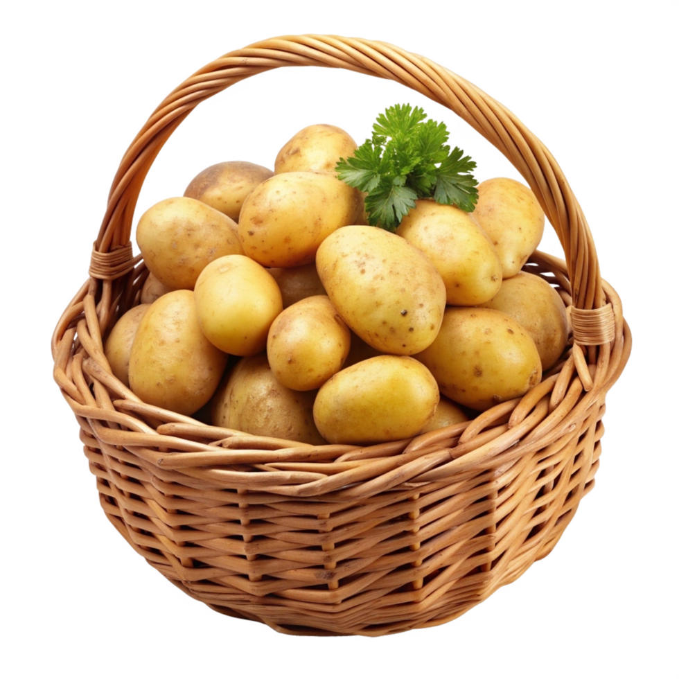 Realistic Potatoes in A Wicker Basket Element png