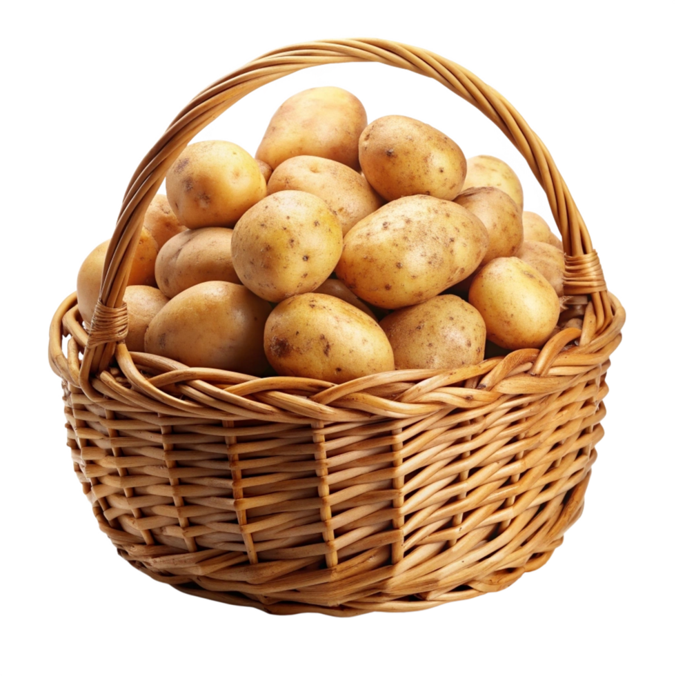 Realistic Potatoes in A Wicker Basket Image png