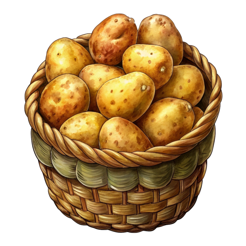Potatoes in A Wicker Basket Render png