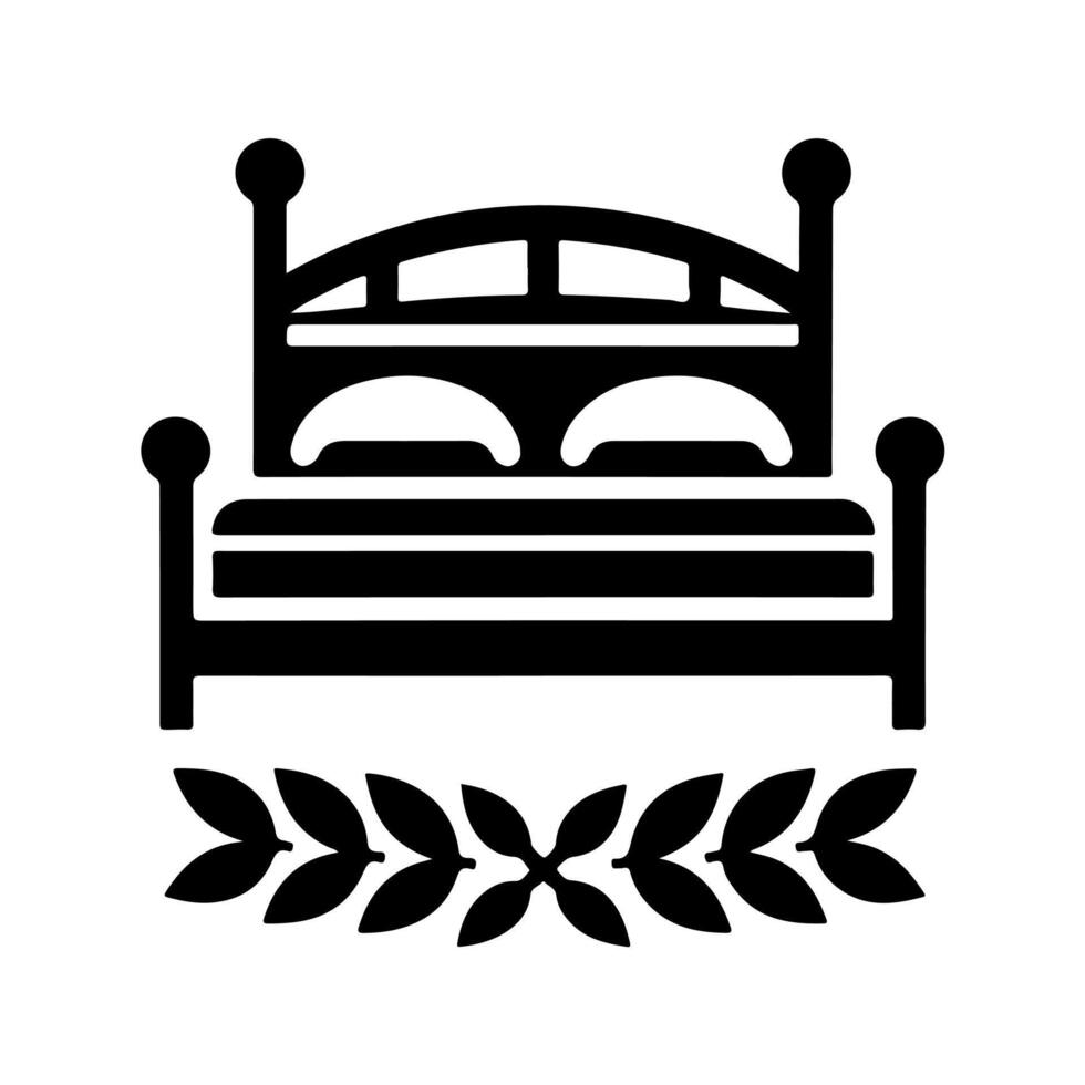 Bed icon silhouette . Human in bed illustration simple design vector