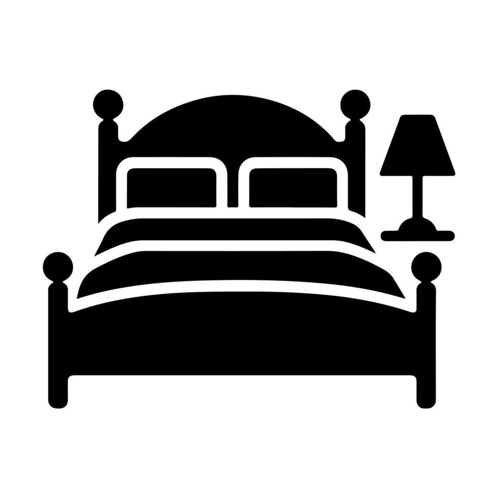Bed icon silhouette . Human in bed illustration simple design vector