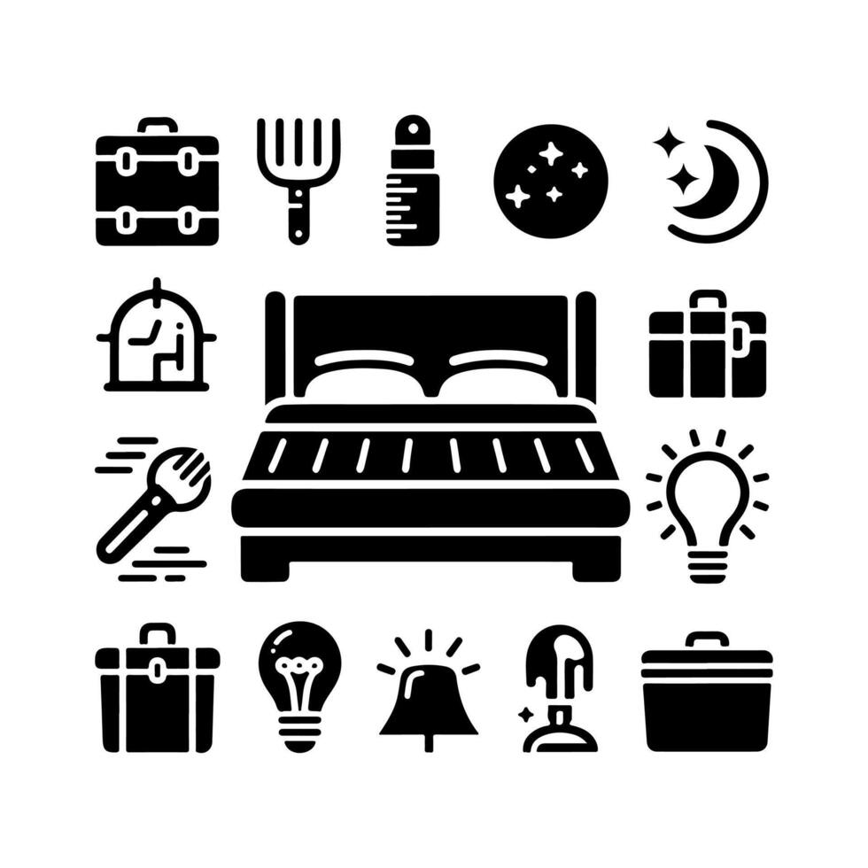 Bed icon silhouette . Human in bed illustration simple design vector