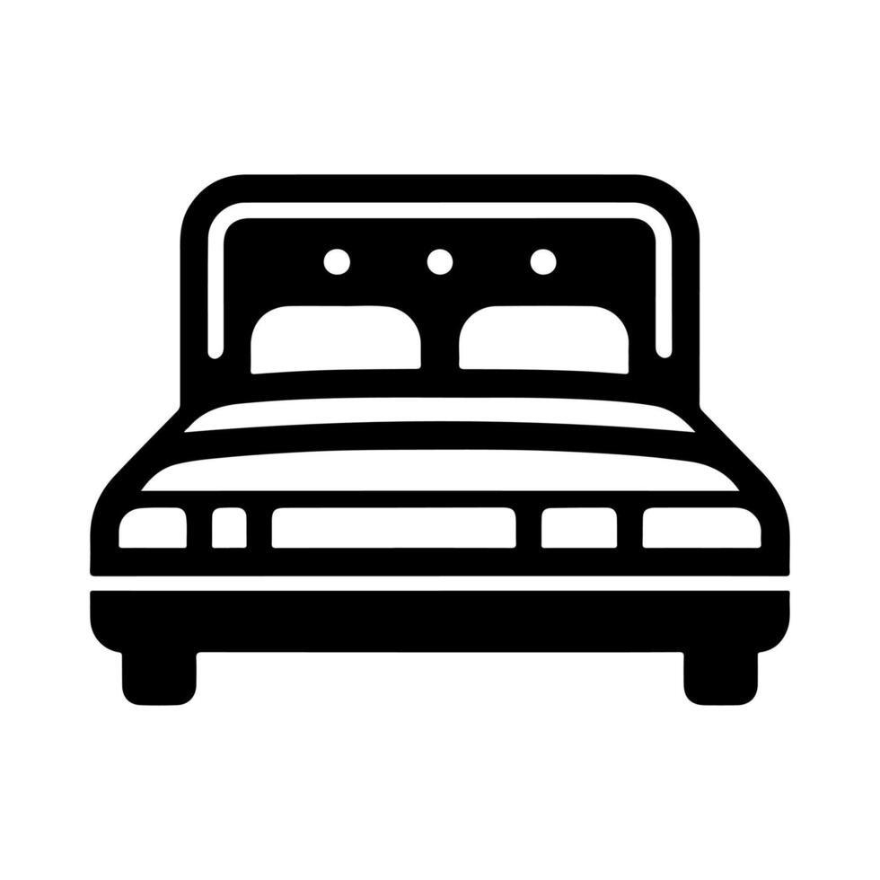 Bed icon silhouette . Human in bed illustration simple design vector